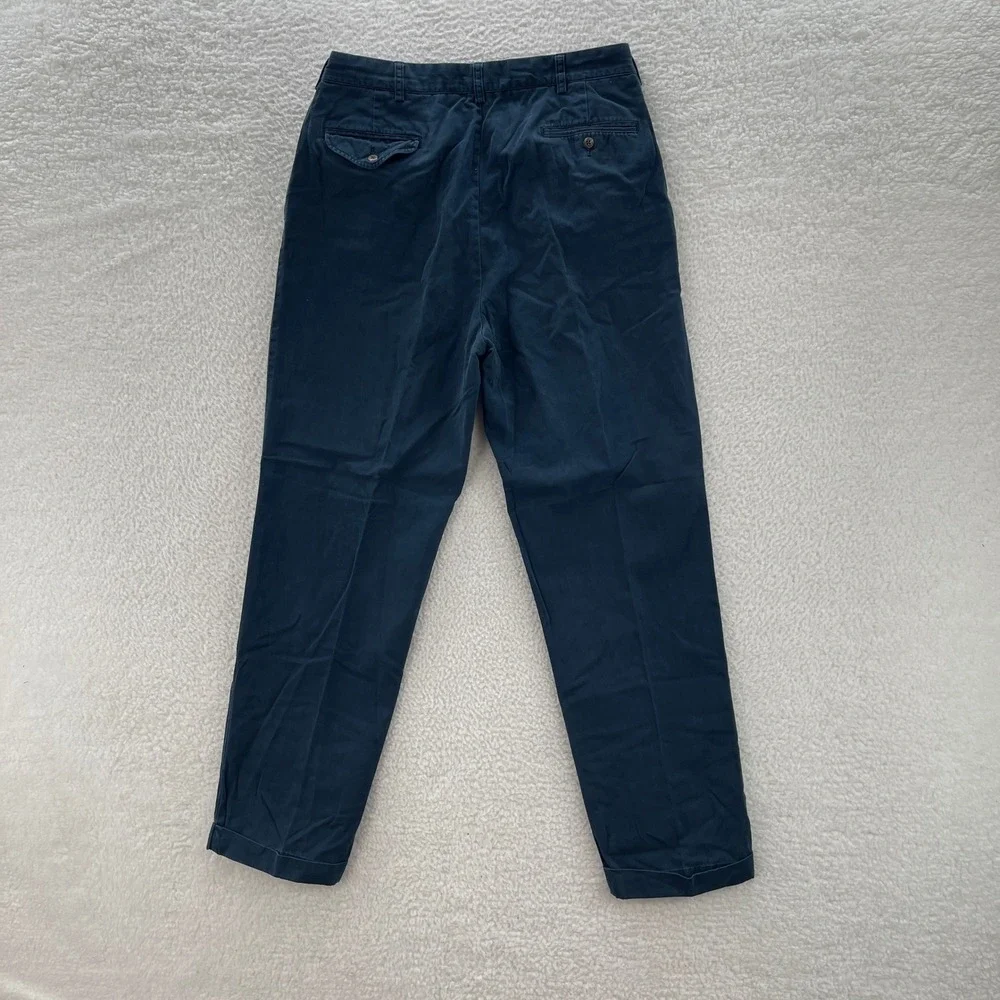 Vintage Polo Ralph Lauren Pants Mens 33x33* Blue Pleated Chino Preppy Luxury